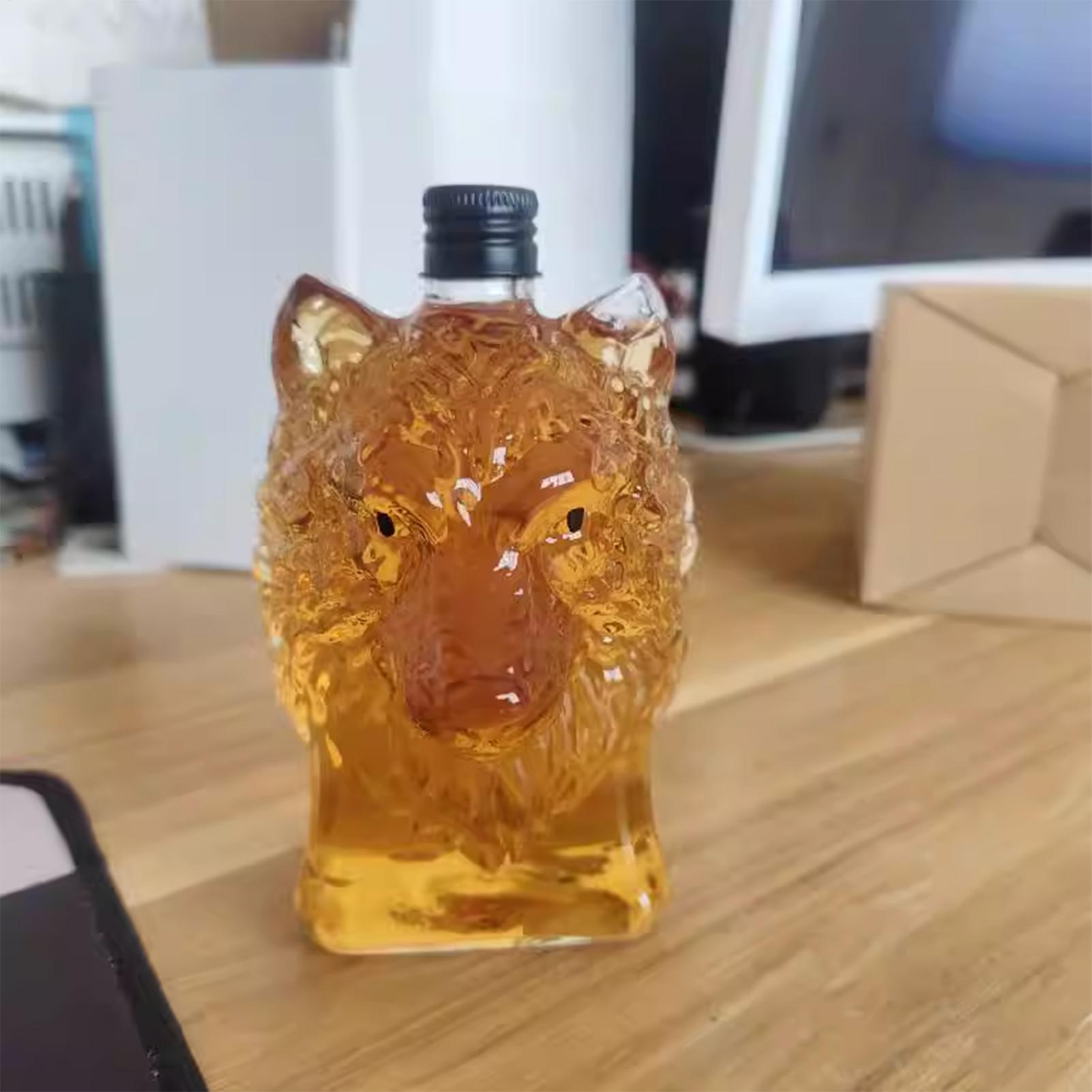 Glass Decanter Whiskey - Wolf Art Statue Weinflasche Whiskygläser Einzigartiger