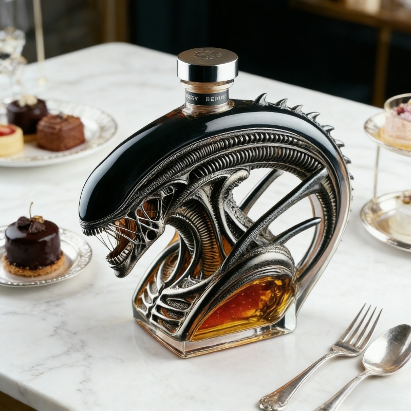 Glass Decanter Whiskey - Alien Xenomorph-förmiger Whisky-Dekanter, Sci-Fi-Themen-Glasflasche für Bar-Dekoration