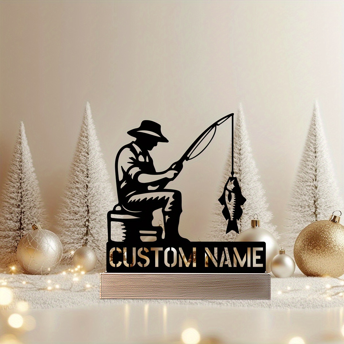 Personalized Engraved Gift - Personalisiertes Angeln-Tischschild aus Metall mit Gravur,
