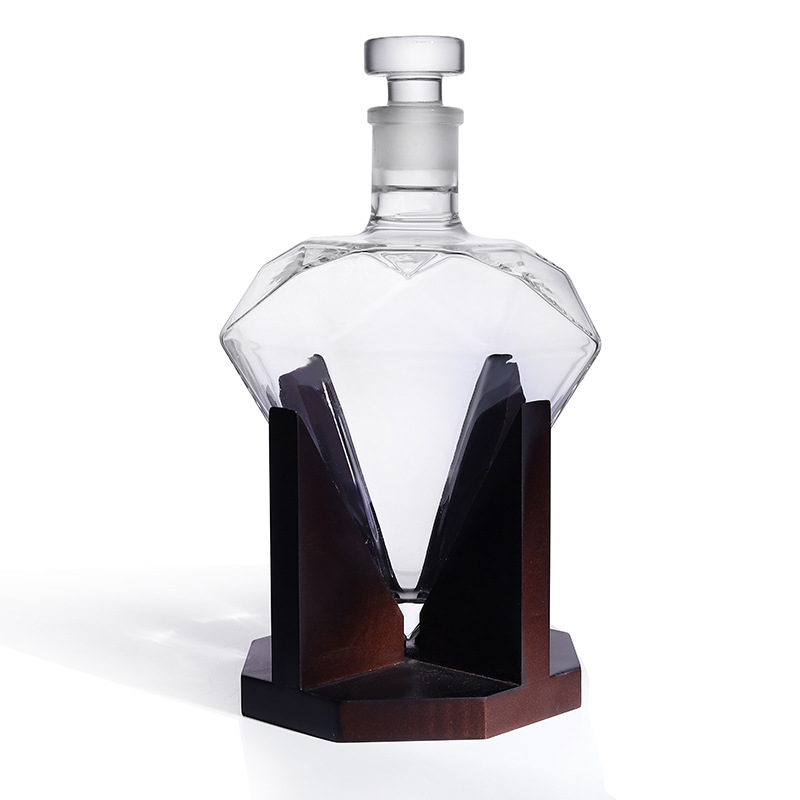 Glass Decanter Whiskey - Diamantgeschliffener Whisky-Dekanter 850ml - Borosilikatglas mit