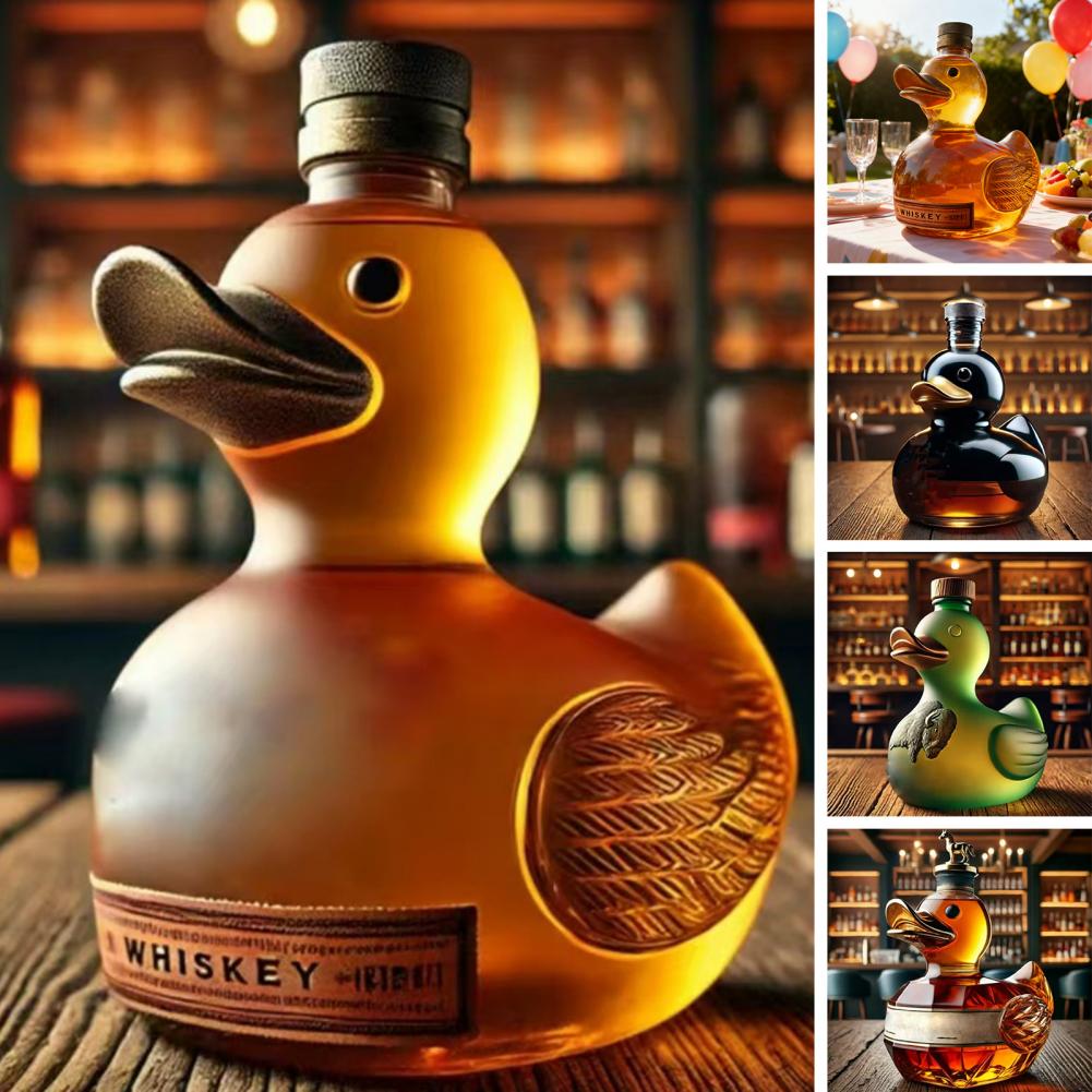 Glass Decanter Whiskey - Enten-Whisky-Flasche, Glas, Tier-Dekanter, lustige Entenform, Weinflasche,