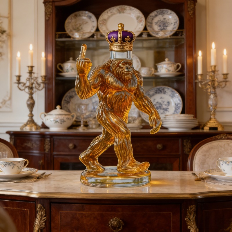 Glass Decanter Whiskey - Lustiger Bigfoot Kronen-Whisky-Dekanter, Neuartige Glasflasche für