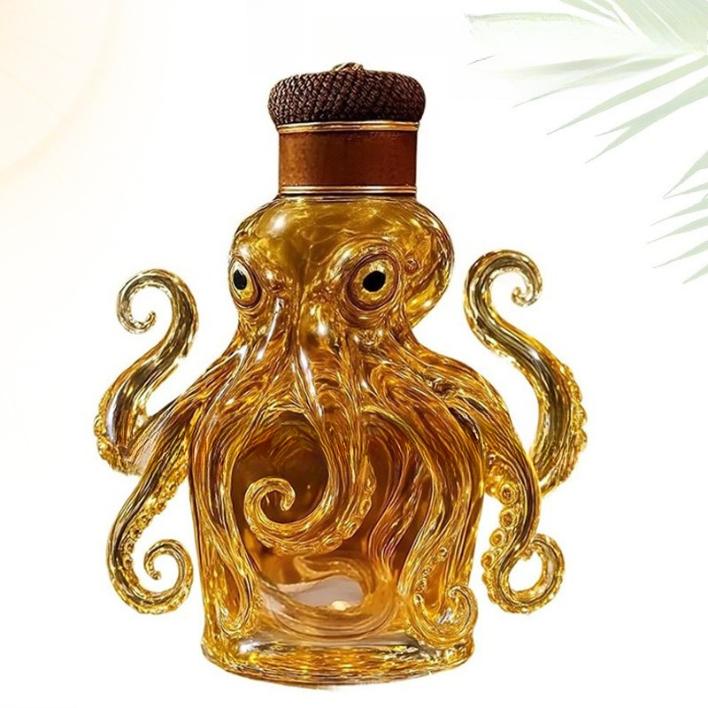Glass Decanter Whiskey - 3D-Geschnitzter Oktopus-Whisky-Dekanter Glasflasche Heimbar-Dekoration Tischdekoration Ozean-Thema