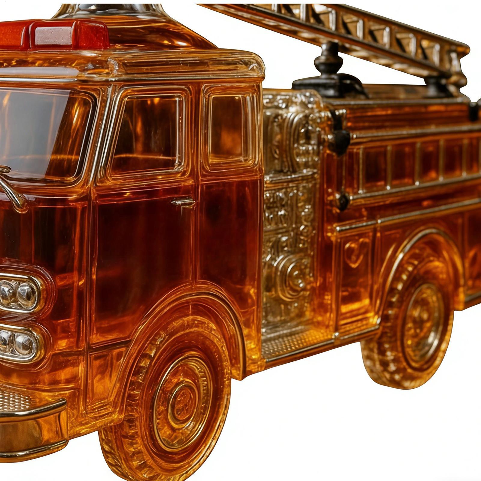 Glass Decanter Whiskey - Whiskey-Flasche 300ml Feuerwehrauto-förmige Glasflasche Whisky-Dekanter für