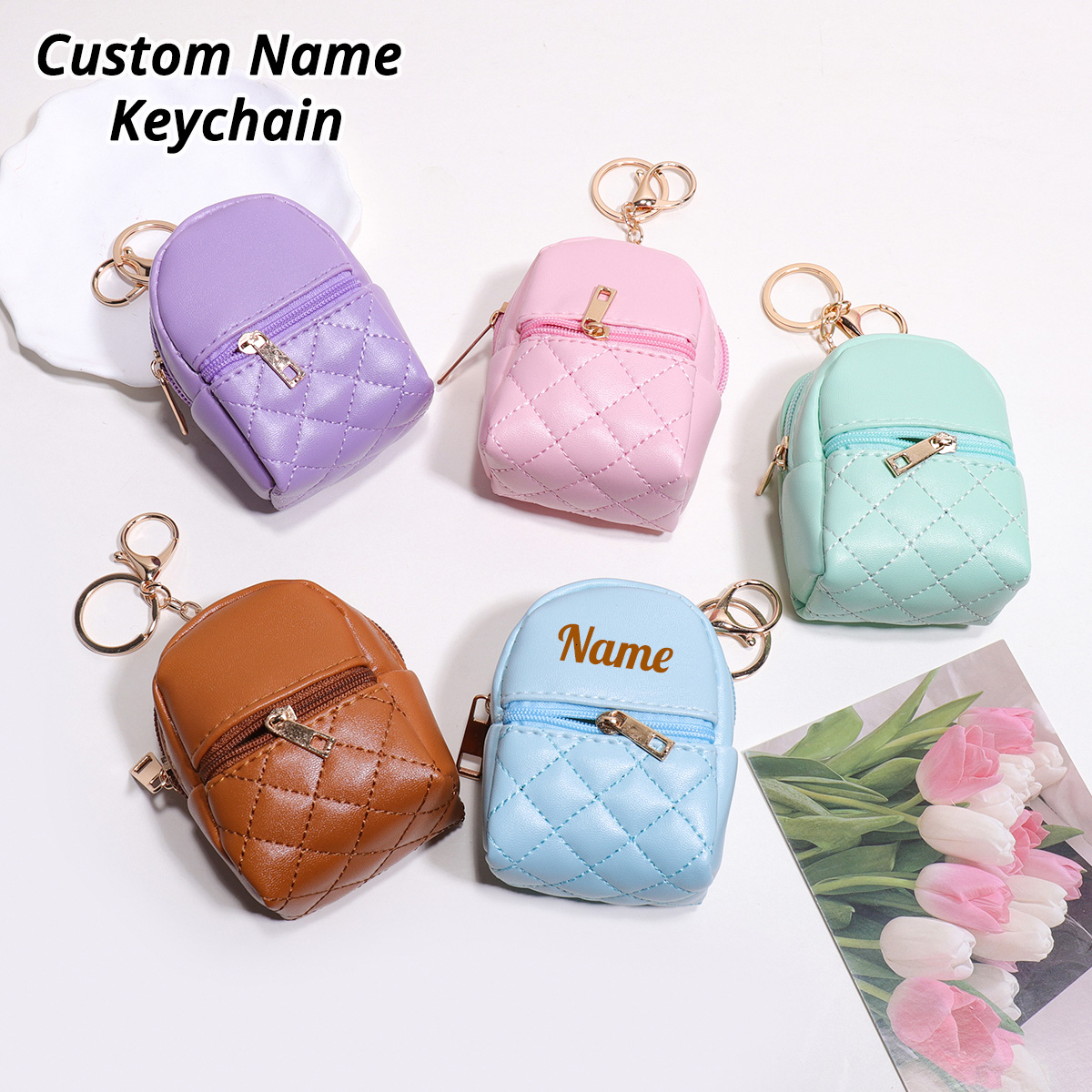 Personalized Engraved Gift - Mini Personalisierter Schlüsselanhänger Münzbörse mit Gravur